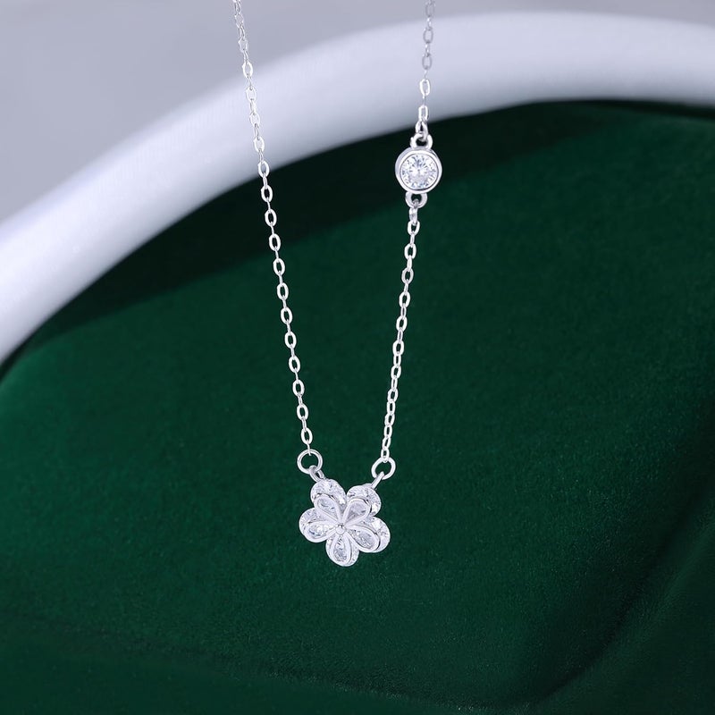 Reffeer Solid 925 Sterling Silver Dainty Flower Choker Necklace for Women Teen Girls CZ Flower Pendant Necklace - Image 5